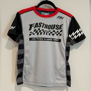 Fasthouse Youth Large, S/S Classic Velocity Jersey, Gray/Blue/Black/Red